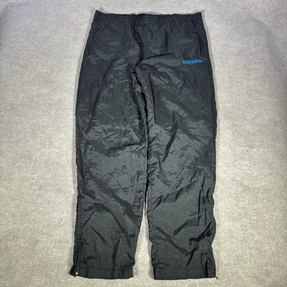 Vintage Adidas Originals Track Pants Mens M Black Windbreaker Fleece Lined‎